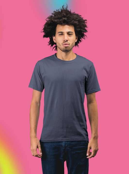Men's Solid Round Neck T-Shirt Men - Half Sleeve