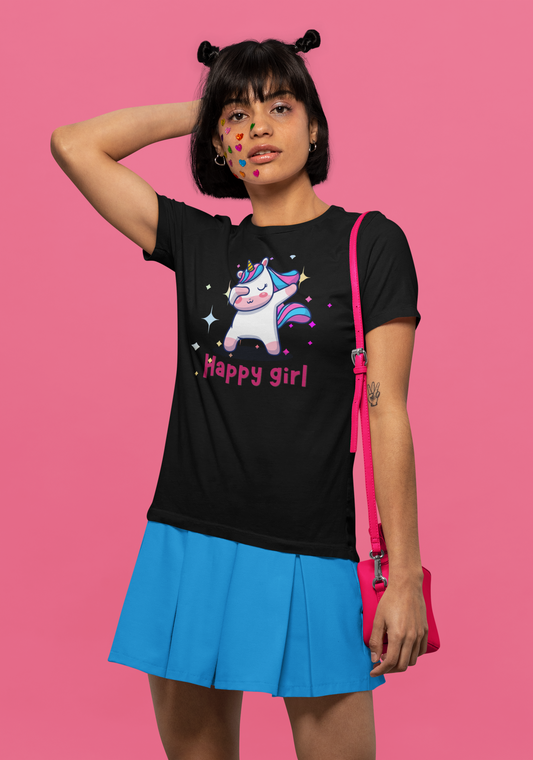 Women Graphic T-Shirt - Happy Girl