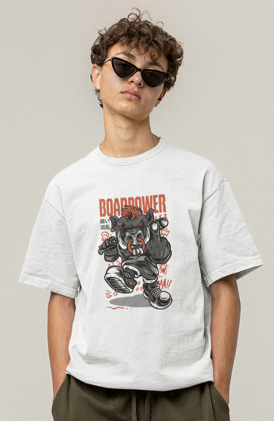 Oversized Graphic T-Shirt - FIghter Pig