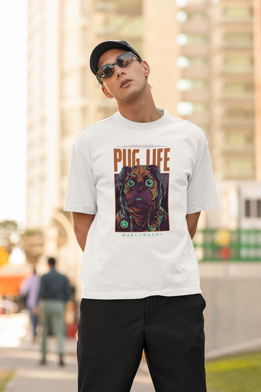Oversized Graphic T-Shirt - PUG LIFE